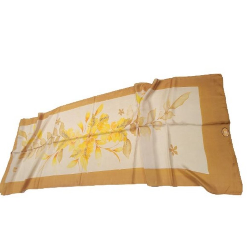 Handpainted Silk Rectangular Scarf Batik In Beige… - image 6